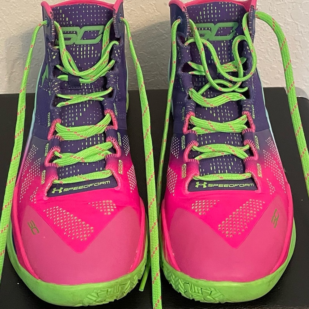 Under Armour Neon Pink and Purple Sneakers